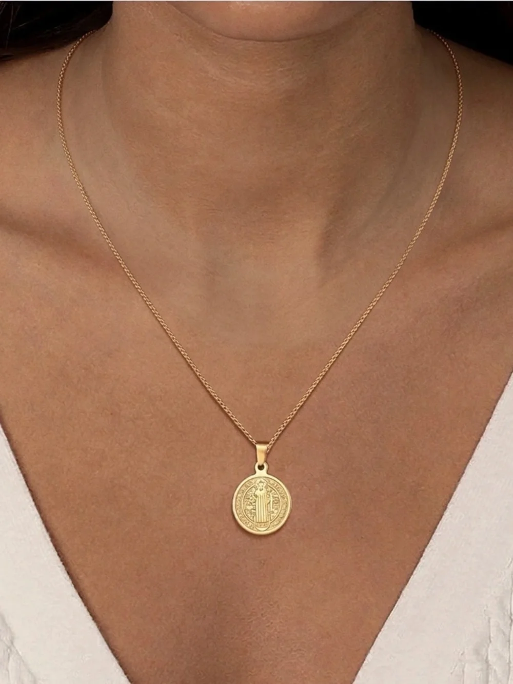 #28 Stainless Steel Coin Pendant Necklace - Picture 1 of 1